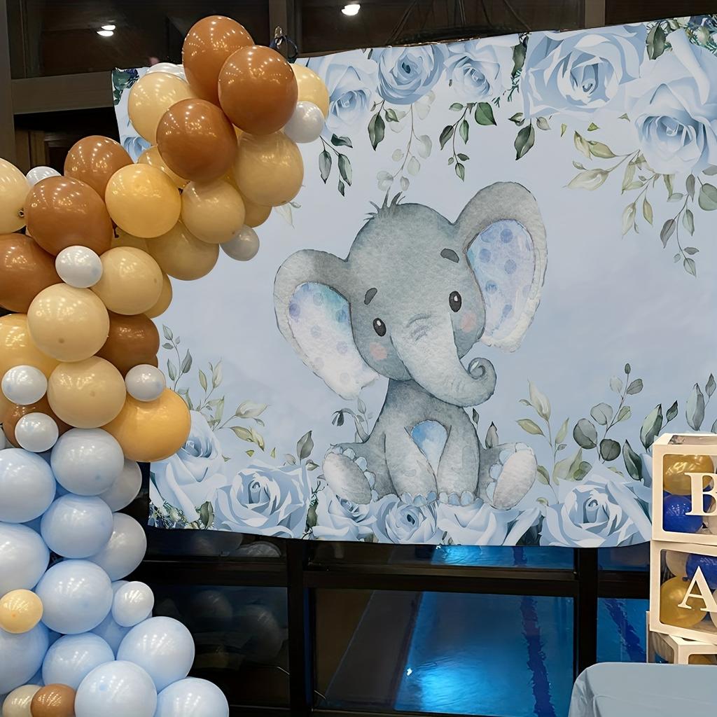 Blue elephant background Cute elephant photography background for a boy or girl's birthday party decorated photo booth
