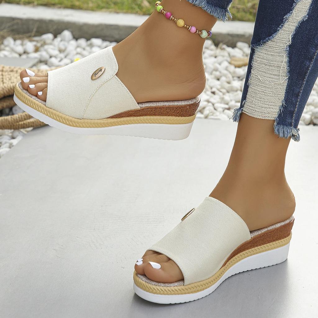 Модные женские туфли на высоком каблуке с толстой подошвой, повседневные летние босоножки на танкетке, женские тапочки с открытым носком на платформе, повседневные удобные шлепанцы для отдыха на природе