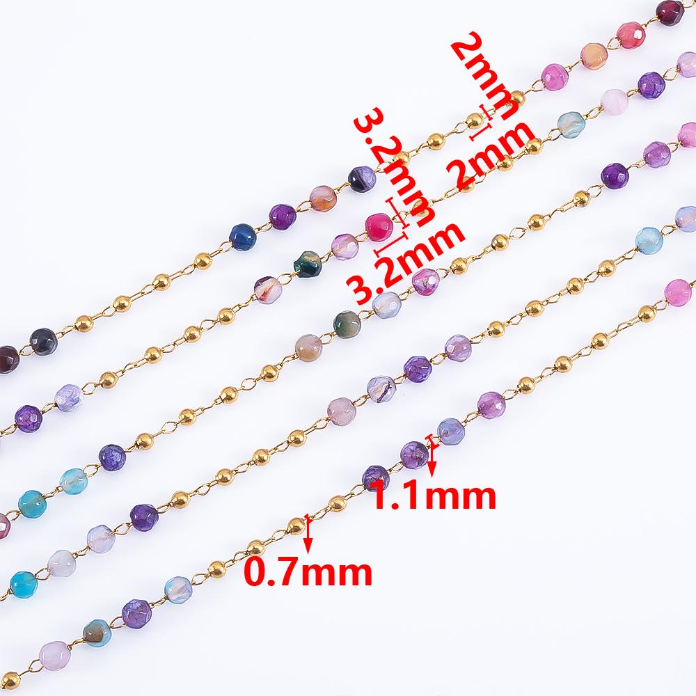 1Meter Stainless Steel Crystal Beading Chain Iridescence Transparent Beaded Body Chains for DIY Necklace Bracelet Jewelry Making