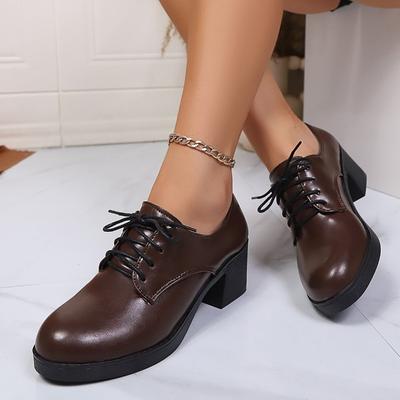 Туфли-лодочки на среднем каблуке в британском стиле, женские, осень 2025, новая коллекция, шнуровка, леопардовый принт, большие размеры, ретро, кожаные туфли