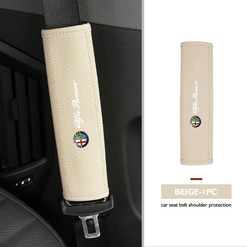 FJWXM1 Leather Car Seat Safety Belt Soft Protector Shoulder Strap Pad For Alfa Romeo Giulietta GT 159 147 156 Mito Brera Giulia Spider