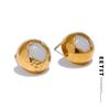 Изысканные круглые модные серьги-гвоздики из натурального камня из нержавеющей стали, высококачественные стильные универсальные повседневные украшения для женщин