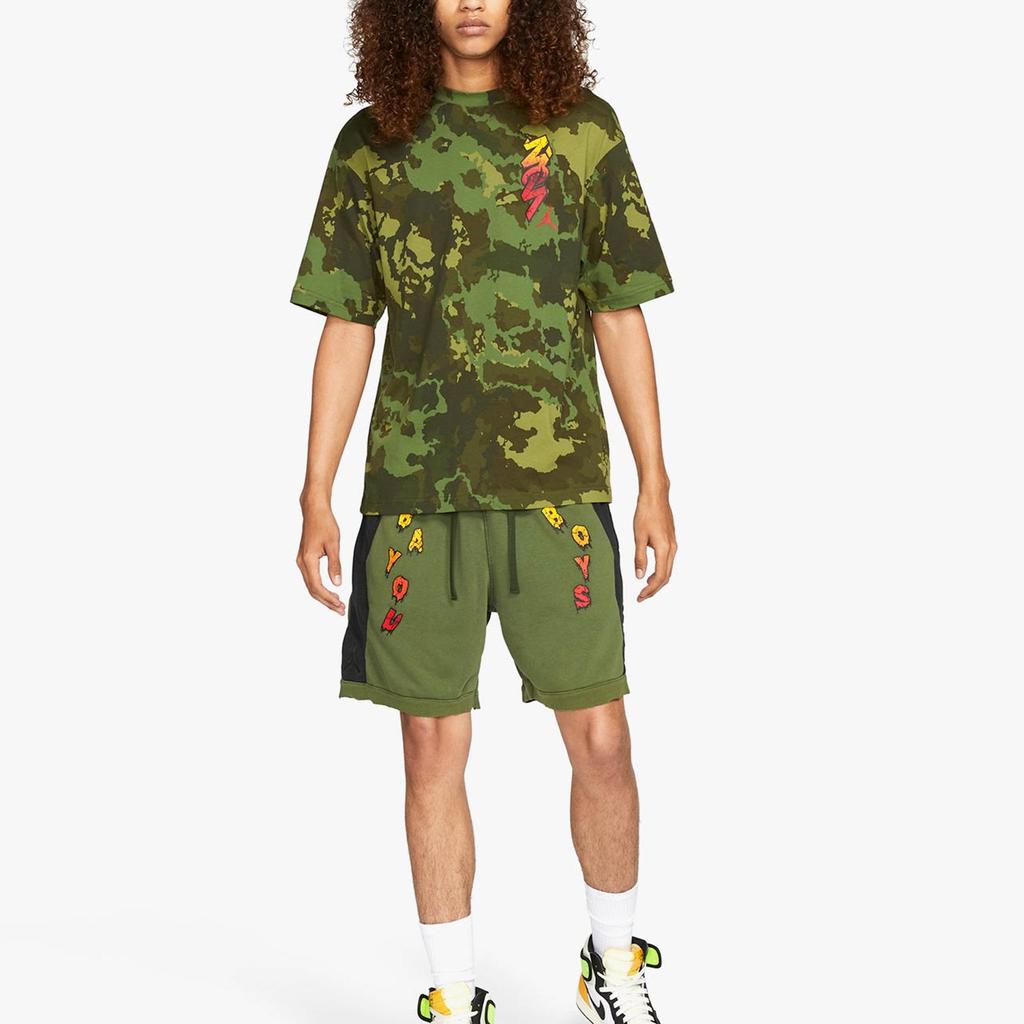 Nike X Jordan Camouflage Print Crew Neck Straight Cut Short Sleeve T-Shirt Men Tops Camouflage-Green DH9711-335