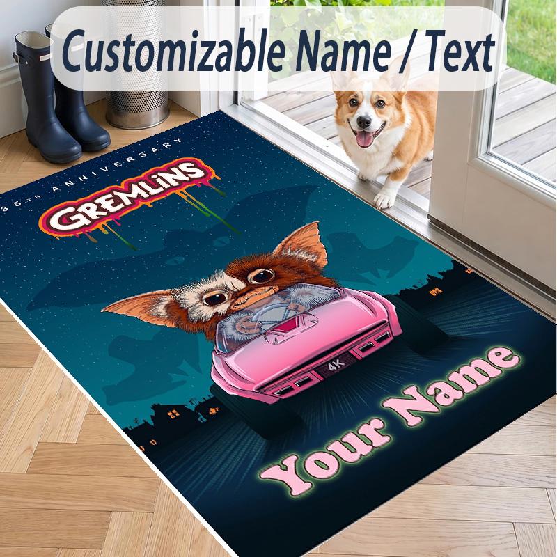 Custom Text Gremlins Gizmo Pattern Floor Rug Soft Indoor Carpet Mat Living Room Bedroom