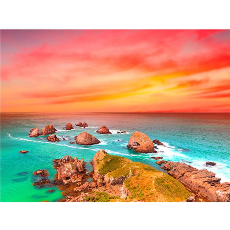 Алмазная картина, полный круглый квадратный природный пейзаж, настенные наклейки, мозаика, пляжная вышивка, горный пейзаж, алмазное искусство