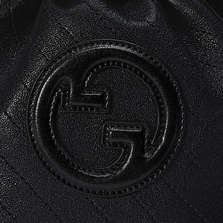 Gucci Blondie Съемный ремешок-цепочка Затягивающийся шнурок Кисточка Кожаная сумка-ведро Мини Женские сумки Черный 760313-AACP7-1000