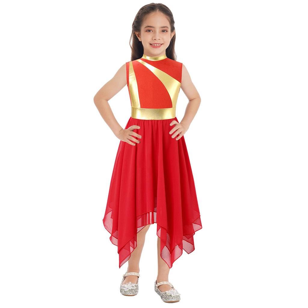 Kids Girls Praise Lyrical Dance Dress Worship Liturgical Celebration Costume Ballet Dance Wear