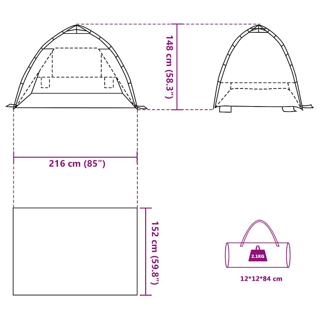 Beach Tent for 2 Persons Gray Quick Release Waterproof