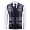 Cozy Up Men's Oversized Houndstooth Sweater Vest V Neck Button Sleeveless Knit Cardigan