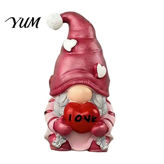 Double Sided Printed Decorations Christmas Gnome Figurine, Resin Tomte with Tree Hat & Reindeer Wooden Ornaments Antlers, Holiday Tabletop Decor