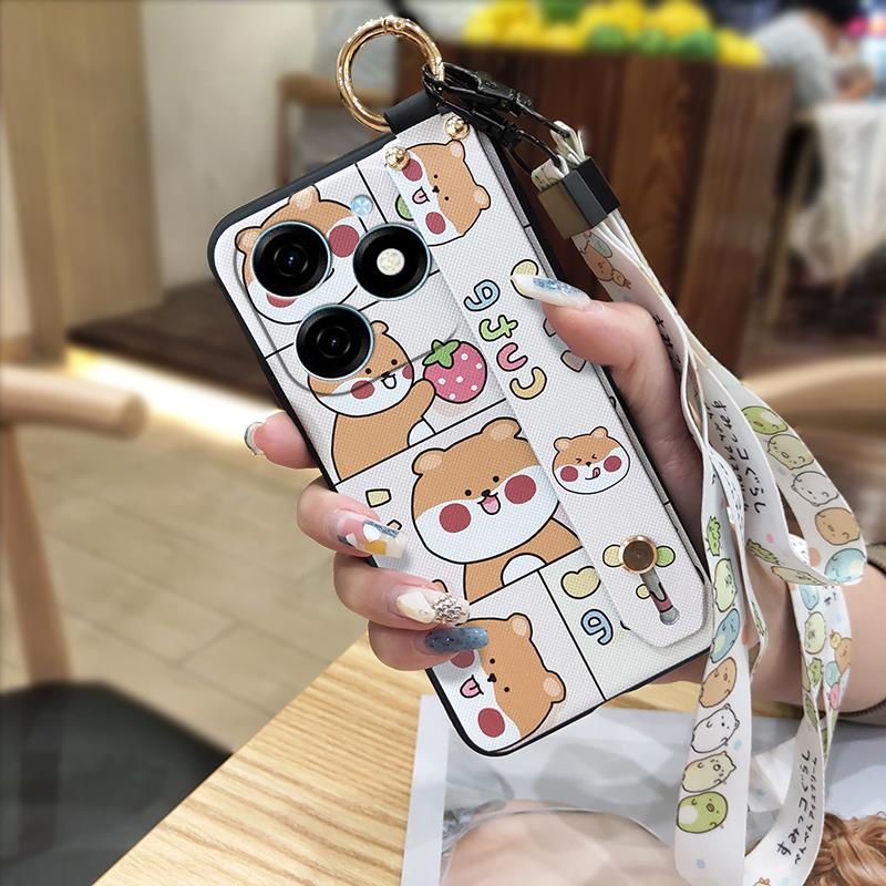 Dirt-resistant Fashion Design Phone Case For Tecno Spark20/KJ5 Shockproof Anti-knock Durable Waterproof Ring Lanyard