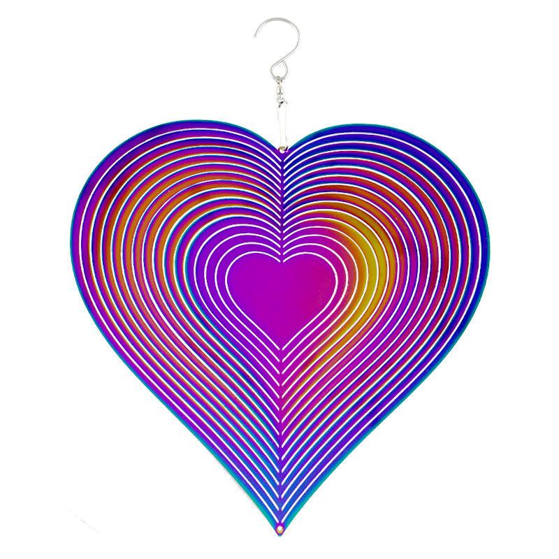 1pc Romantic Heart-Shaped Wind Turning Crafts, Metal 3d Rotating Wind Chimes, Love Gifts Add Poetry To Life