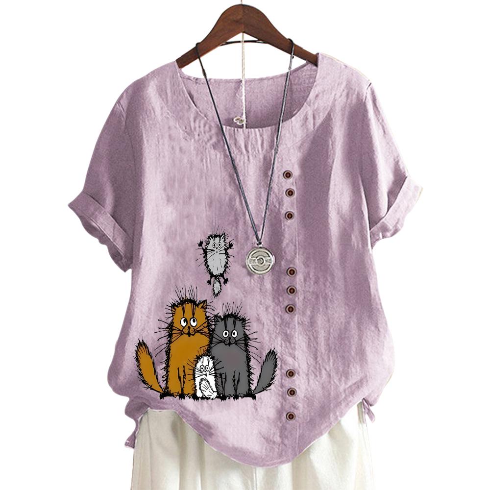 Женский повседневный топ с короткими рукавами, круглым вырезом и 11 уникальными цветочными принтами