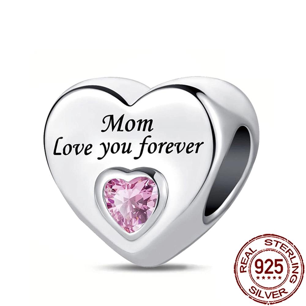 New Charms 925 Silver Sister Daughter Mum Mother Family Love Heart Beads Fit Origina Bracelet Necklace DIY Jewelry