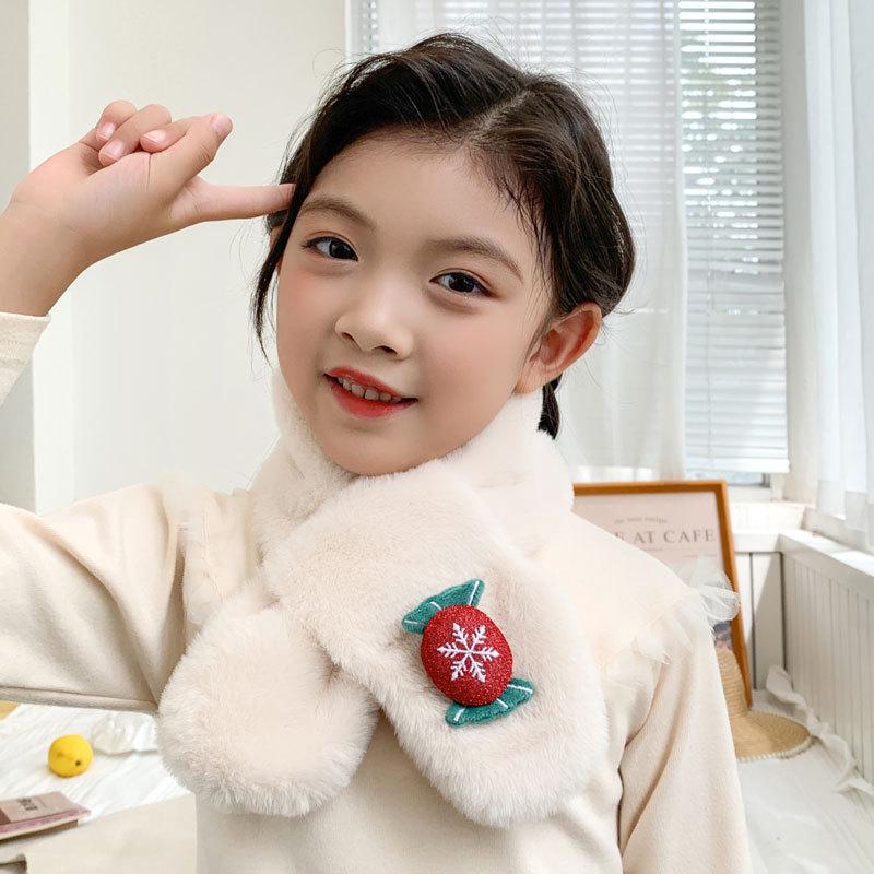 Children's Cute Cartoon Plush Neck Gaiter - Imitation Rabbit Fur, Warm and Versatile for Autumn and Winter