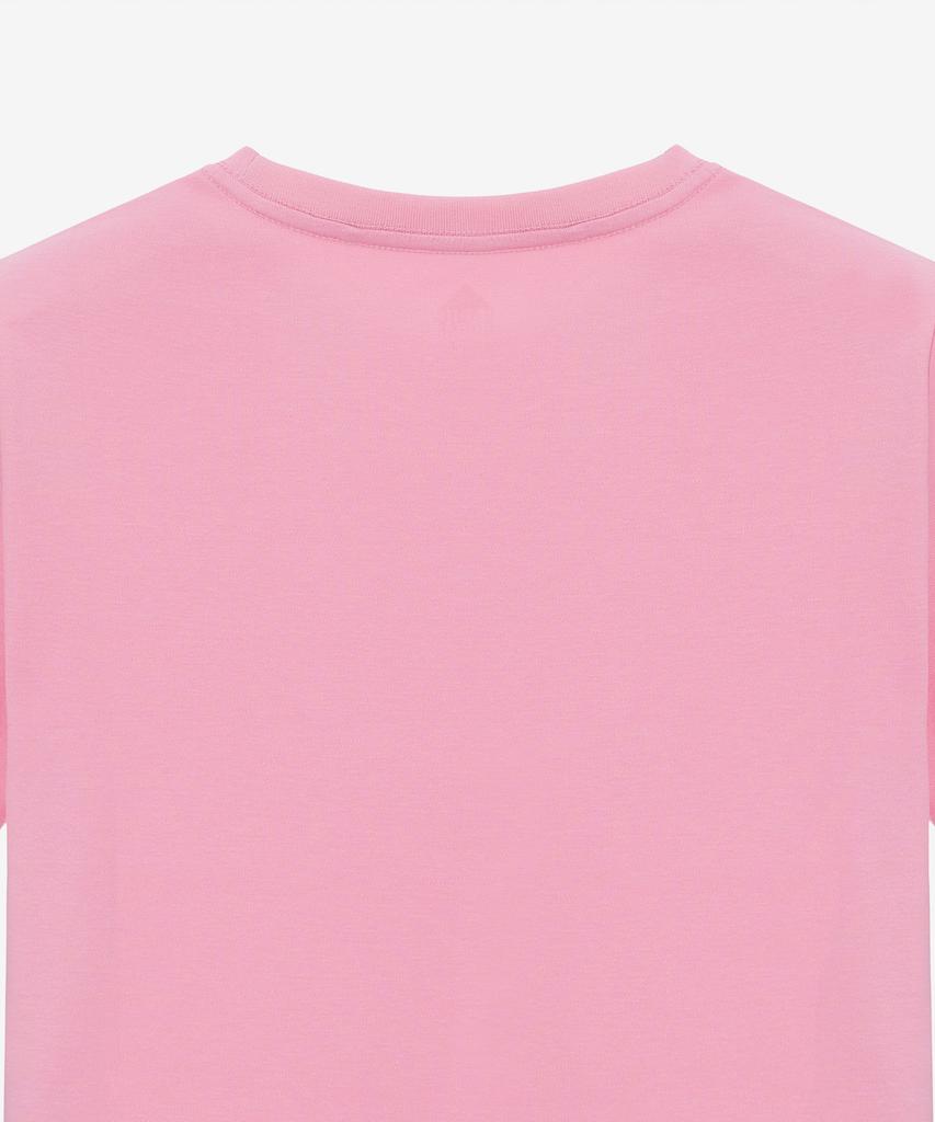 BASIC HOUSE Women'S Round Crop Short Sleeve T-Shirt Pink Lats0202