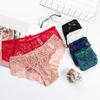 Сексуальное женское нижнее белье средней посадки, высококачественные кружевные трусы, однотонные треугольные трусики