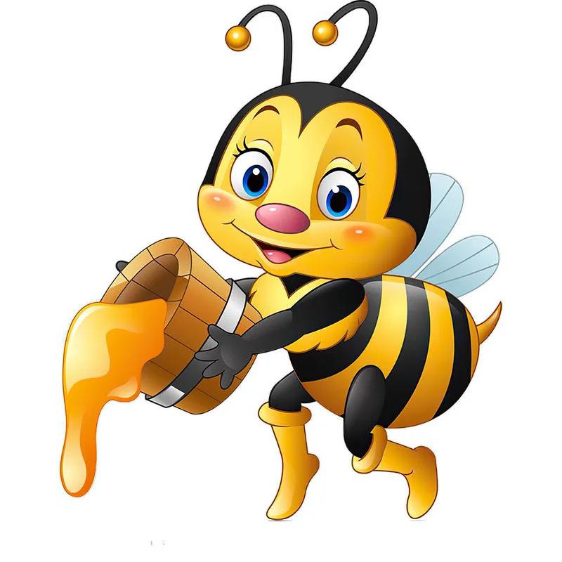 Cute Bee Cartoon Insect Car Stickers for Auto Body Window Door Trunk Moto Tank Cover Scratches Waterproof Decoration