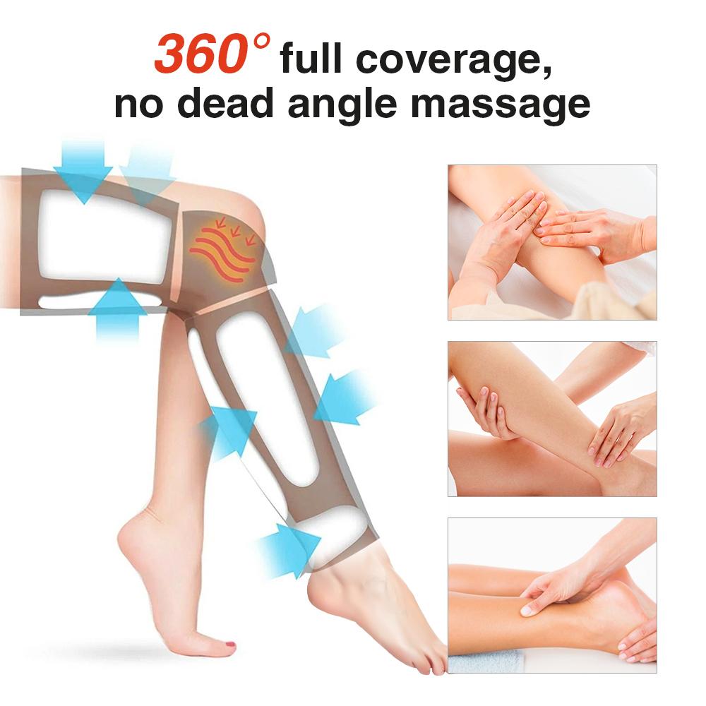 360° Foot Air Pressure Leg Massager Hot Compress Body Electric Calf Massager Muscle Relaxation Lymphatic Drainage Device
