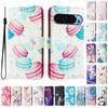 Роскошный кожаный чехол-кошелек в стиле книги с росписью Macaroon для Google Pixel 5,5a 5G/6,6a,6 Pro/7,7a,7 Pro/ 8,8a,8 Pro /9,9 Pro,9 Pro XL