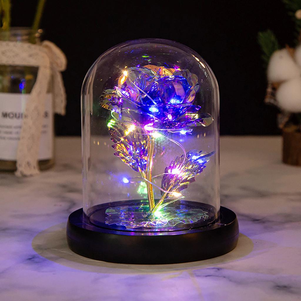 Искусственные розы Цветы Стеклянная роза Светодиодный подарок на День Святого Валентина