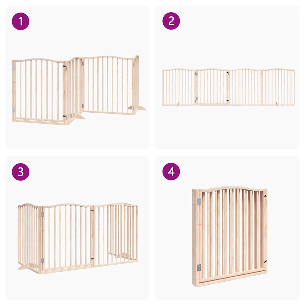 4 Piece Foldable Dog Gate 320 cm Poplar Wood