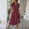 2024 Ladies Polka Dot Print Shirt Dress Women Casual Midi Holiday Summer Dress Female Loose Women Beach Dresses