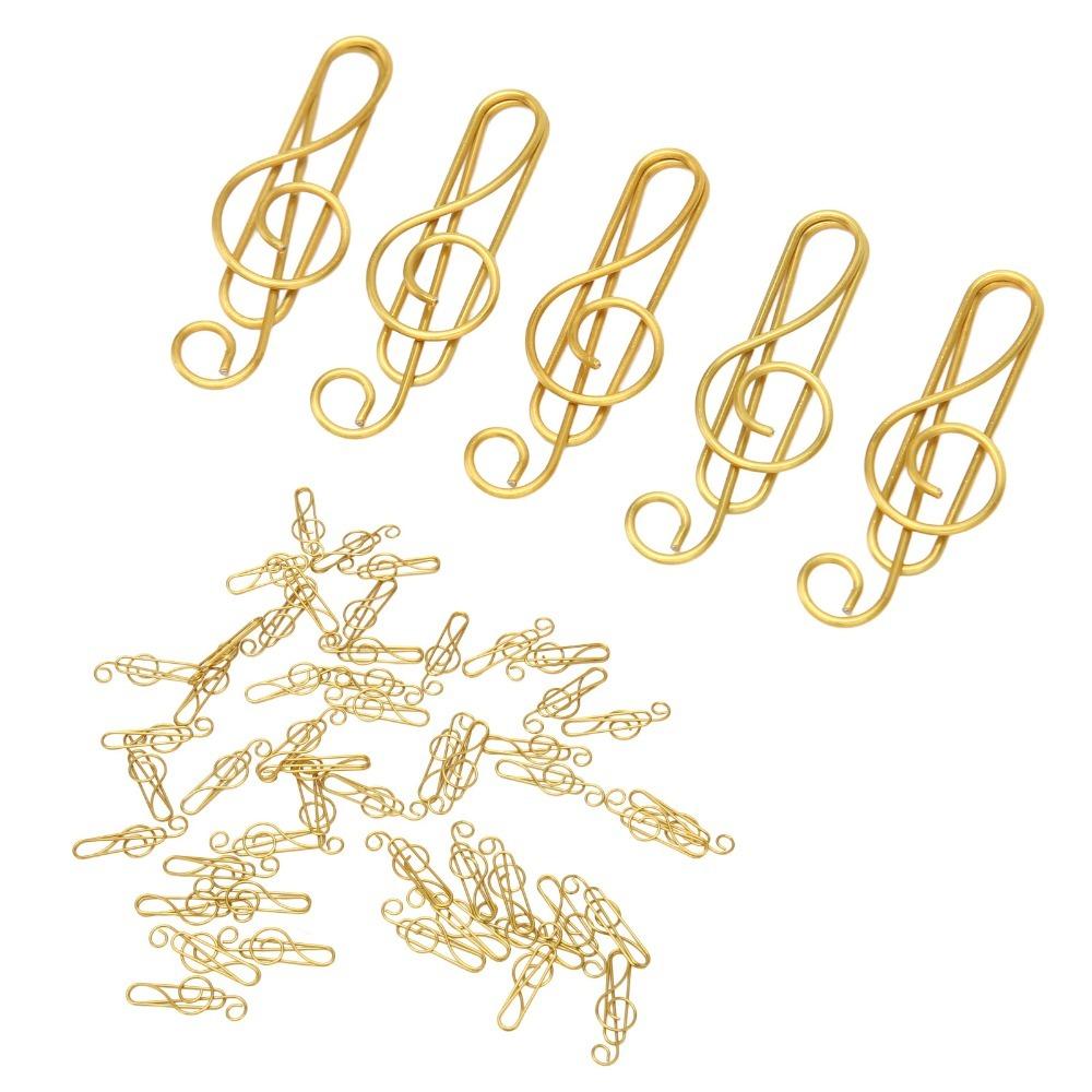 100 Pcs Music Note Shape Fancy Paperclips Gold/ Green Cool Paper Clips Small Paper Clips Office