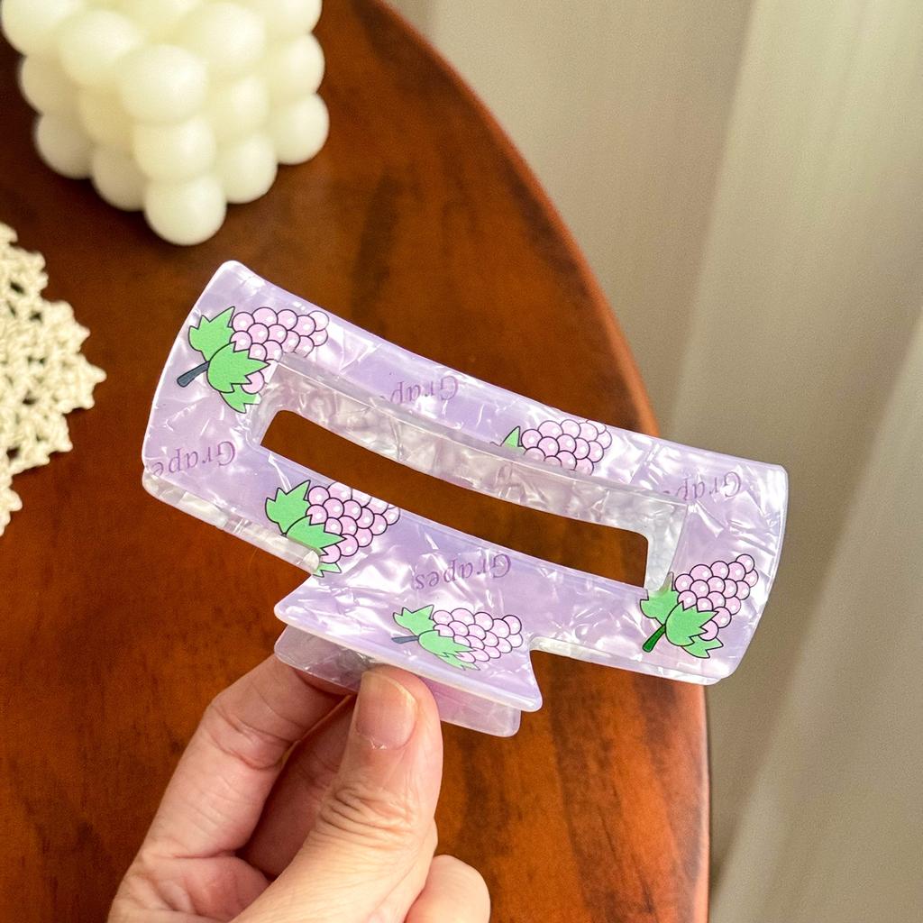 Print Delightful Fruit Acrylic Hair Claw Clips For Women Available In Various Styles Including Pineapple Watermelon And