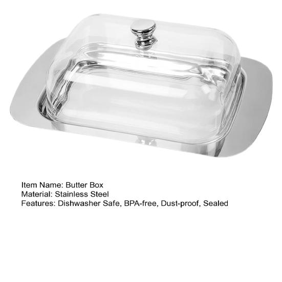 Блюдо для масла с крышкой из нержавеющей стали, не содержащее бисфенола А, безопасный ящик для хранения в посудомоечной машине для торта с маслом, хлеба, фруктов, домашнего ресторана, отеля, кухни