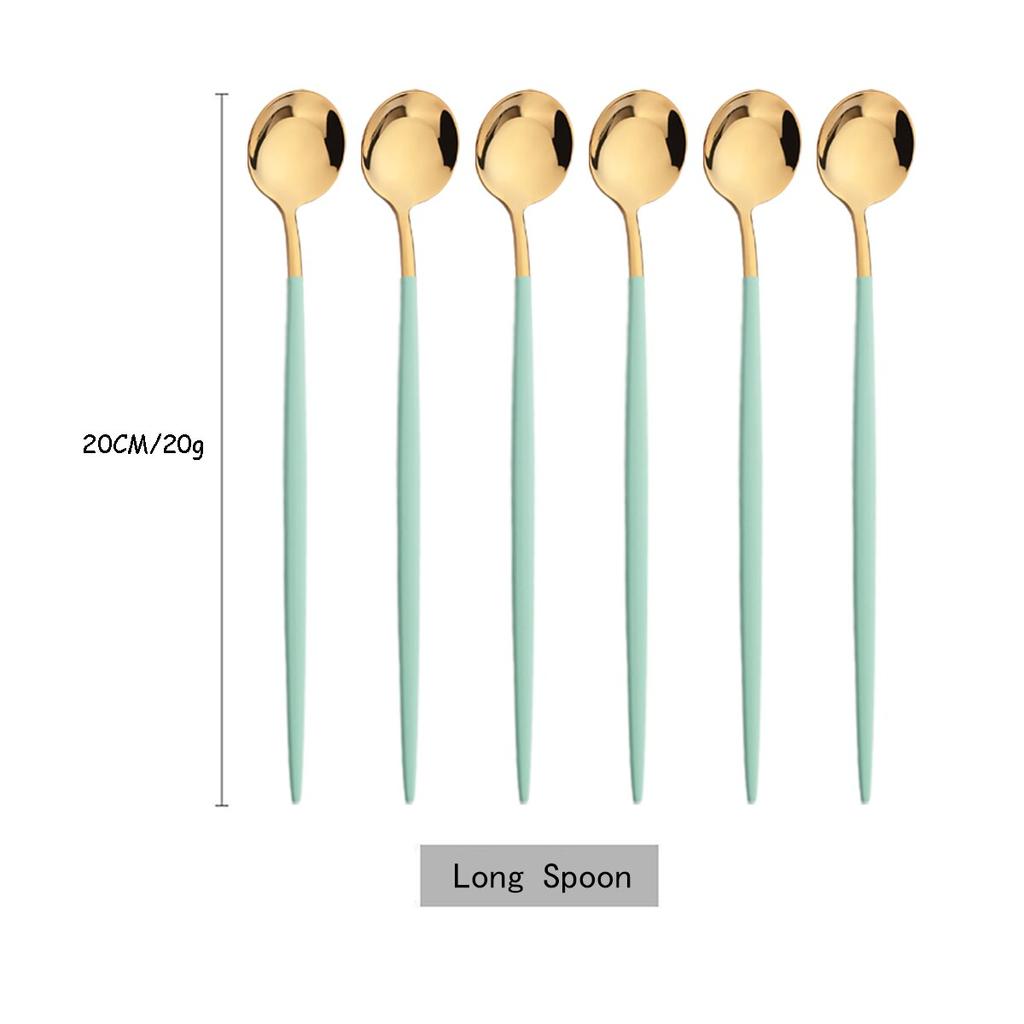 6 шт./компл., красочная ложка с длинной ручкой, столовая посуда, посуда для сока, кофе, перемешивающая посуда, ложка для мороженого, набор столовых приборов, кухонные инструменты