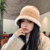 Women Autumn Winter Warm Thicken Ear Protector Fisherman Hat Cold Velvet Knitted Cap Sweet Cute Stripe Bucket Hats