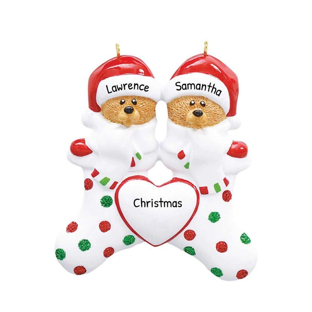 Love Christmas Brown Bear Pendant Cartoon DIY Name Pendants Christmas Tree Decoration Family Party