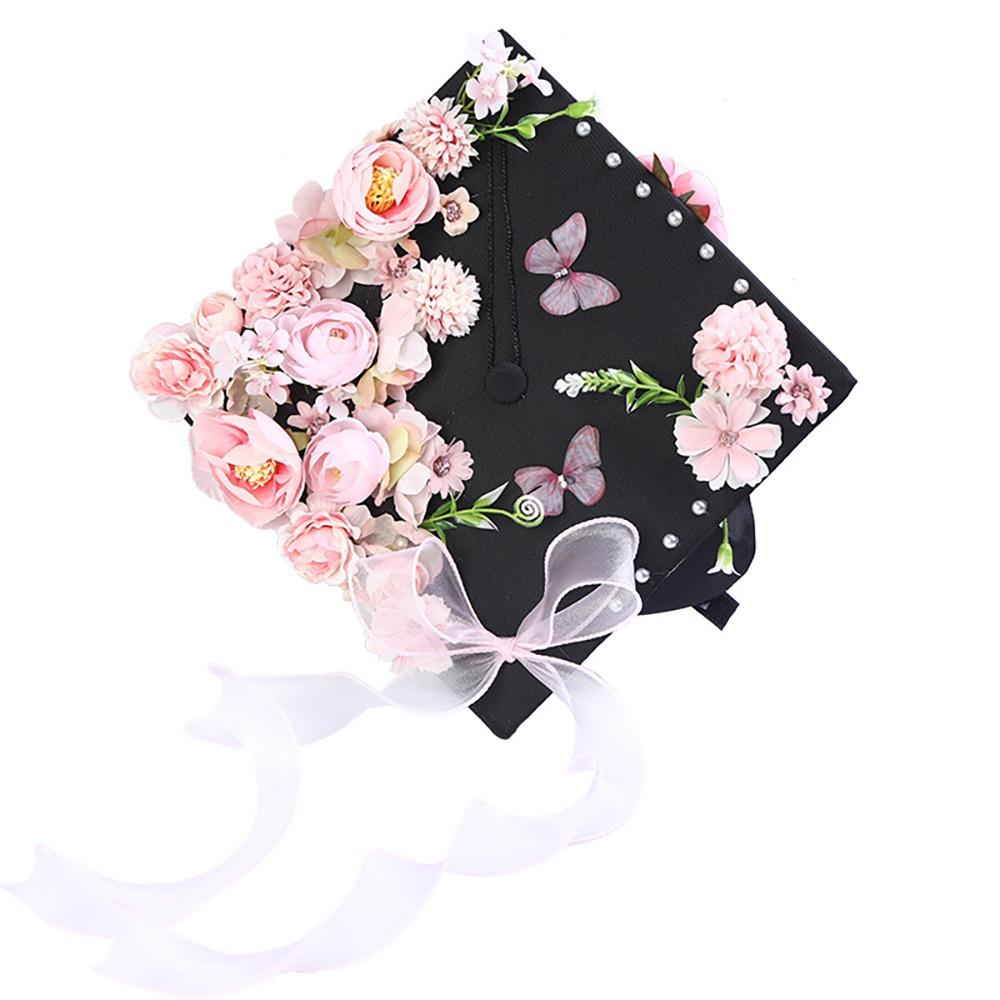 Bachelor DIY Flowers Graduation Cap Doctor Trencher Cap Material Package Student Supplies