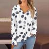 Women's Fashion Casual V Neck Long Sleeve Printed T-Shirt Ladies Top