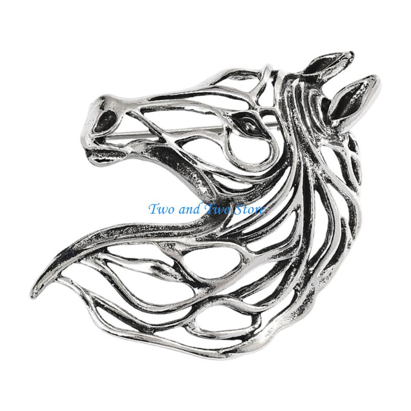 HX6F Modernist Horse Brooch Alloy Badge Pin Fashion Suit Coat Accessory Jewellery for Formal Casual Wear