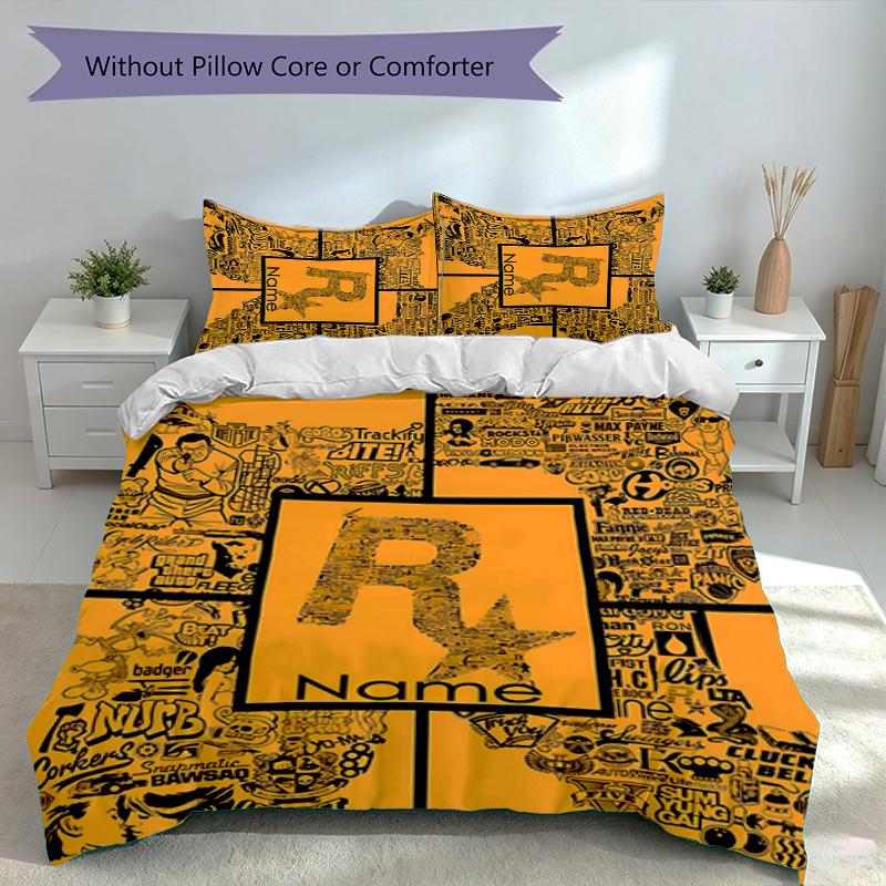 3pcs Custom Name Rockstar Energy Logo Bedding Set,Includes 1 Duvet Cover and 2 Pillowcases,All-season Bedroom Decor