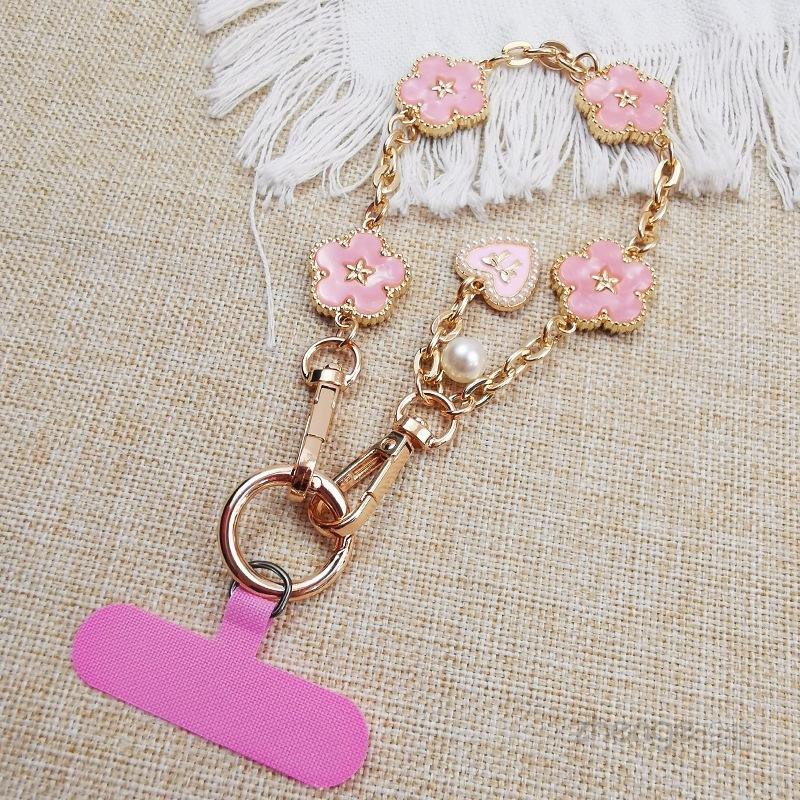 Flower love pendant metal mobile phone chain women's ins fashion hand wrist pendant lanyard mobile phone lanyard short
