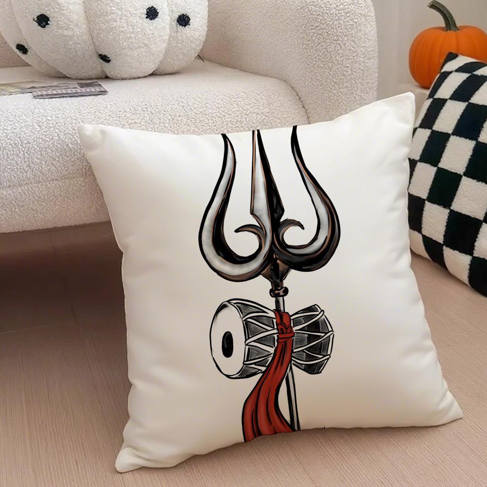 SShiva Trident Cushion Cover Throw Pillow Cover Hidden Button Durable Polyester Chair Cushion