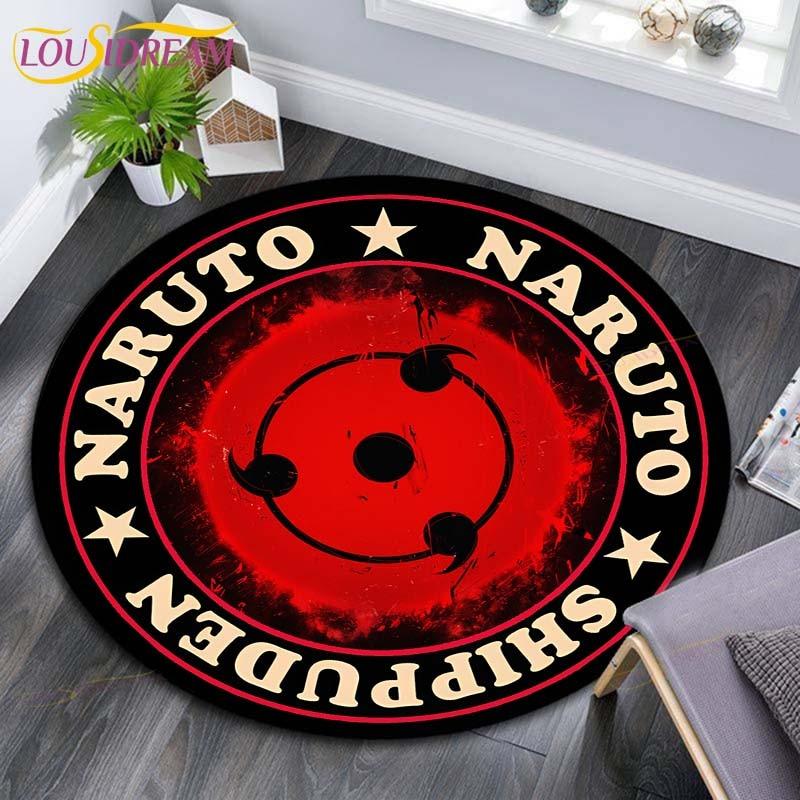 Круглые коврики с рисунком Наруто, геометрические противоскользящие напольные коврики для гостиной, декор для комнаты, домашние коврики, коврик для игр в стиле Наруто, детский коврик