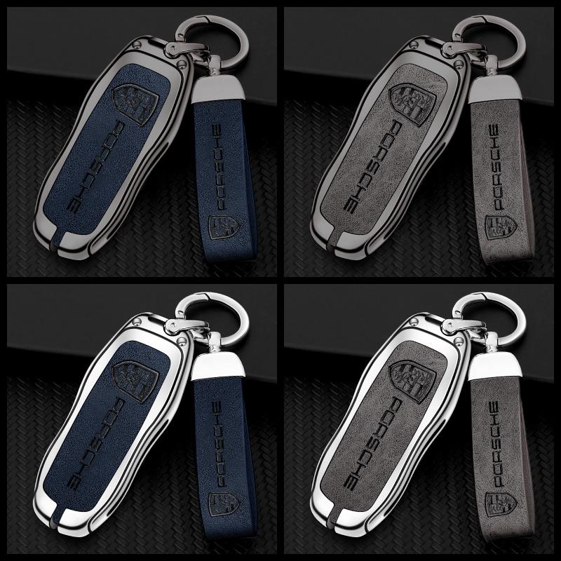 Чехол-брелок из цинкового сплава и кожи, бесключевая оболочка для Porsche Panamera Spyder Carrera Macan Boxster Cayman Cayenne 911 970 981