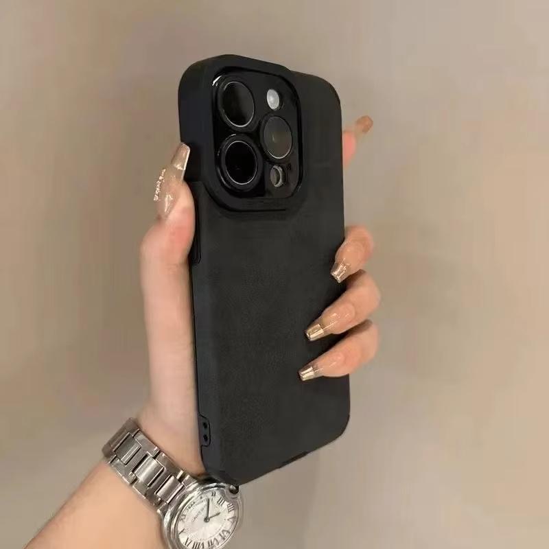 Luxury Matte Leather Silicone Phone Case For iPhone 17 16 15 14 13 12 11 Pro Max XS XR X 7 8 16 Plus 17Air Shockproof Soft Cover