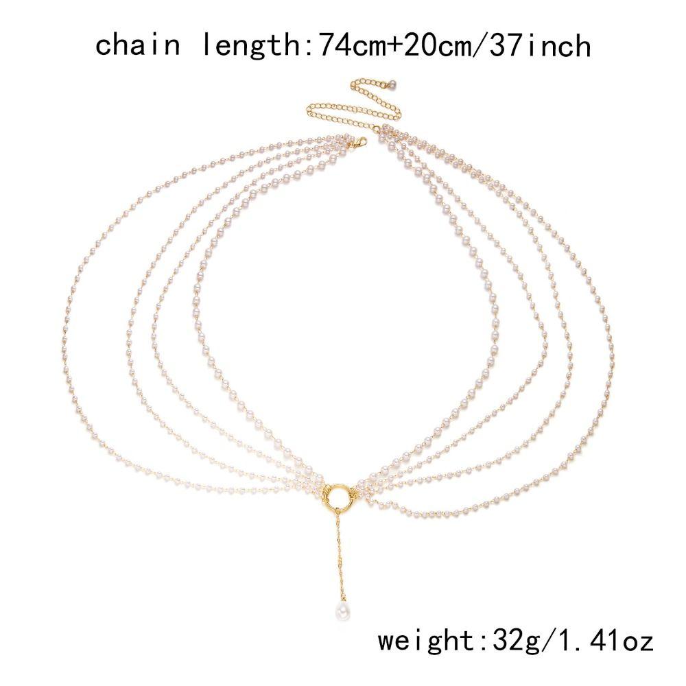 Imitation Pearl Pearl Beads Irregular Baroque Style Multilayer Pearl Chain Choker Dual-use Minimalist Body Chain Beach Vacation