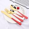 16Pcs Festival Party Dinnerware Cutlery Set 304 Stainless Steel Flaware Red Stainless Steel Set Tableware Dinner Fork Spoon Knife Set