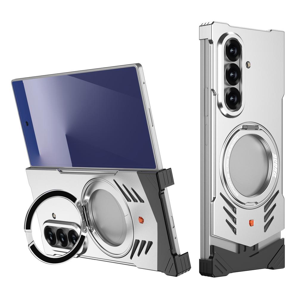 DYONG For Samsung Galaxy Z Fold7 5G Metal Case Frameless Hollow Heat Dissipation Phone Cover with Kickstand