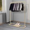 Gold Metal Clothing Rack, Square Tube Garment Display Stand, Apparel Rack for Retail Store/Boutique, Hanging Shelf with Pads