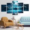 5 шт./компл. Пейзаж Печать на холсте Плакаты, Луна Океан Холст Настенные художественные картины, Художественная настенная живопись для гостиной, спальни, летучая мышь без рамки