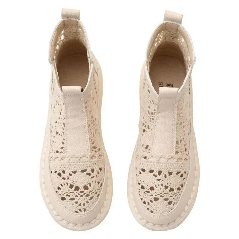 Женская летняя обувь Дышащие сетчатые ботинки Кружевная ходьба Неглубокие 2025 Новая однотонная Нескользящая Повседневная обувь 35-40 Вулканизированная обувь