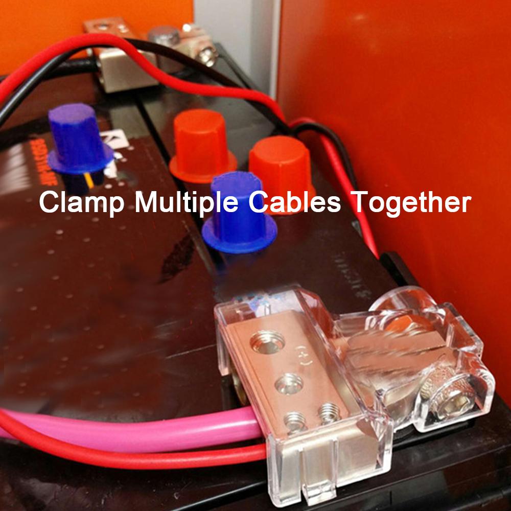 С 2 прозрачными крышками, прокладками, клеммами для автомобильного аккумулятора, 2 шт., калибр 0/2/4/8/10, автомобильные аксессуары, положительный и отрицательный полюса