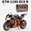 1/10 Scale Welly KTM 1190 RC8 R Alloy Motorcycle Model Diecasts Metal Toy Vehicles Motorcycle Model High Simulation Collection Childrens Gifts